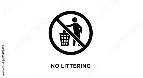 Prohibition of littering shown with a graphic black silhouette