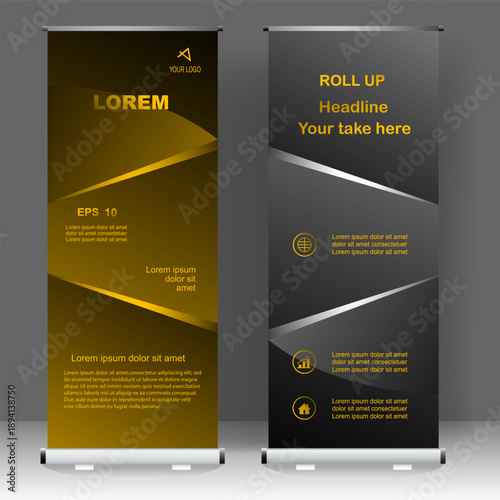 Business Roll up banner luxury template design, for brochure, business, flyer, infographics. modern x-banner and flag-banner advertising. vector illustration