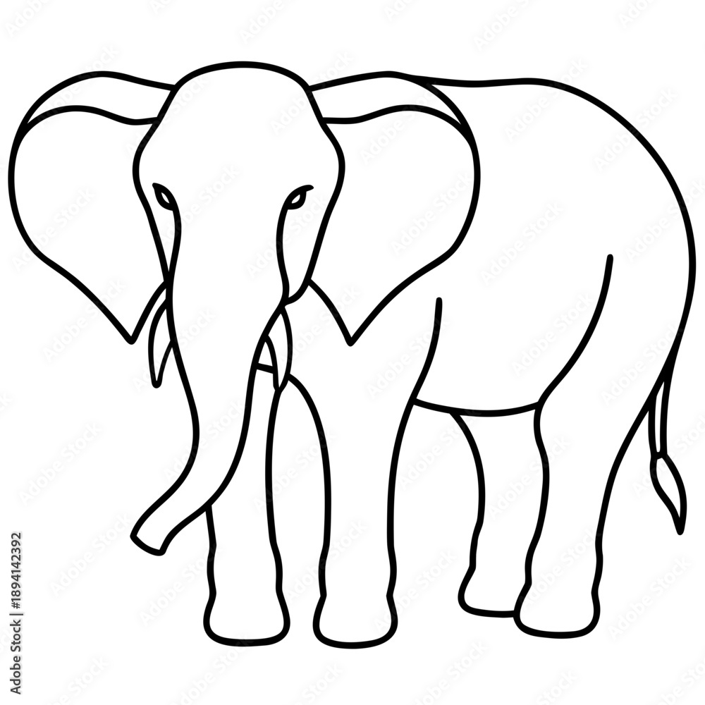 Fototapeta premium Majestic Elephant Outline Illustration for Wildlife and Safari Concepts
