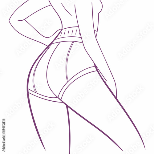 High Waist Panty with Soft Curve Line Art Illustration
