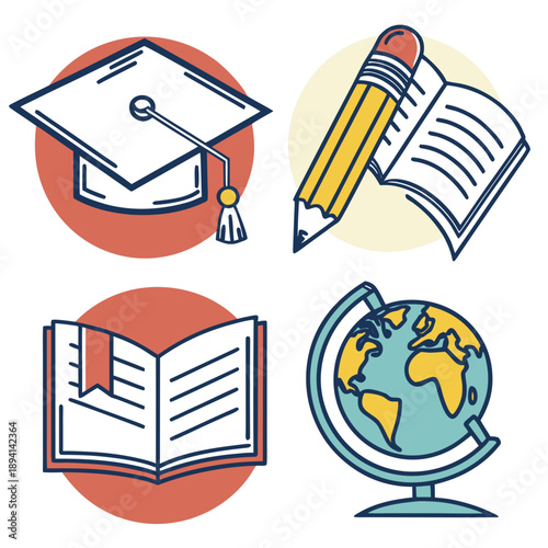 Comprehensive Education Icon Set for Learning and Academic Concepts