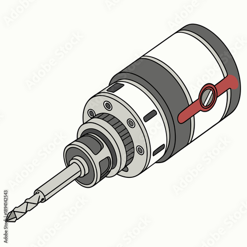 Isometric CNC Machine Tool Head - Precision Manufacturing Device