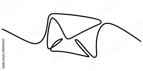 Continuous Line Drawing email, letter or mail. Trendy one line draw design vector illustration