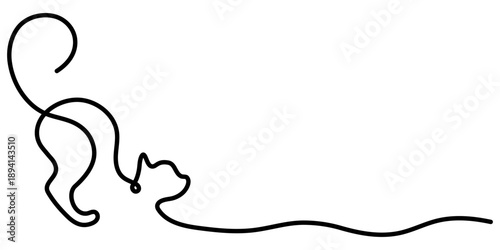 Cat in one line drawing style. Abstract and minimalist cat icon. Contunuous line drawing of cat. Vector illustration