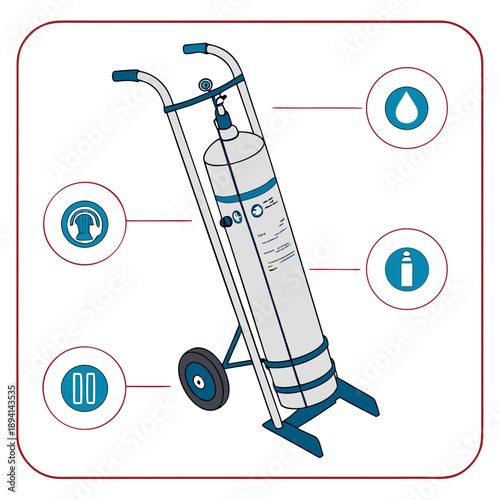 Portable Medical Oxygen Cylinder and Regulator Illustration