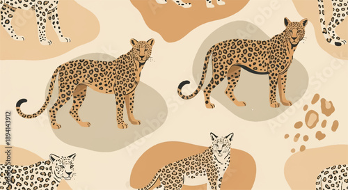 Seamless Leopard Pattern with Abstract Organic Shapes
