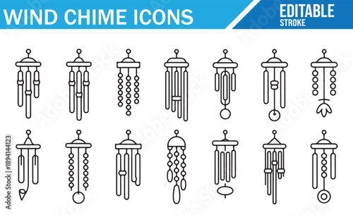 Valokuva Collection of vector wind chime icons