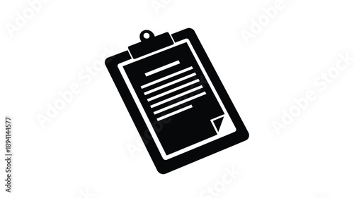 Black clipboard with lined paper a simple graphic silhouette