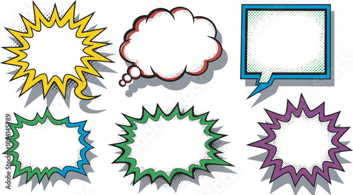 Vibrant comic speech bubbles and frames collection