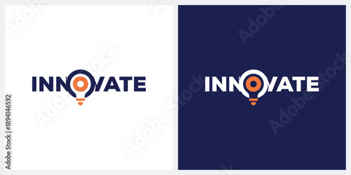 innovate logo design vector, typography light bulb logo icon concept