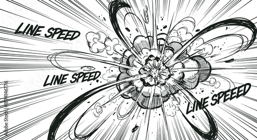 Comic book action scene with speed lines dynamic illustration of superhero movement