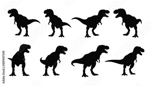 Collection of t-rex silhouettes Vector