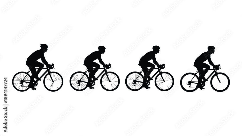 Fototapeta premium Cyclist in motion sequence Vector
