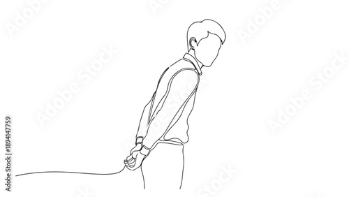 Minimalist vector illustration of a person playing golf with a club
