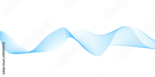 Modern abstract wave line design in light blue and cyan tones, showcasing flowing curves and smooth digital motion patterns on transparent for clean minimalist tech design use.