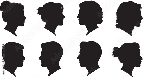 Silhouettes of various hairstyles
