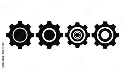 Four interconnected gears Vector