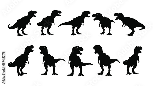 Collection of t-rex silhouettes Vector