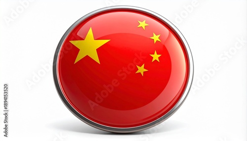 Circular badge of the national flag of China with five yellow stars