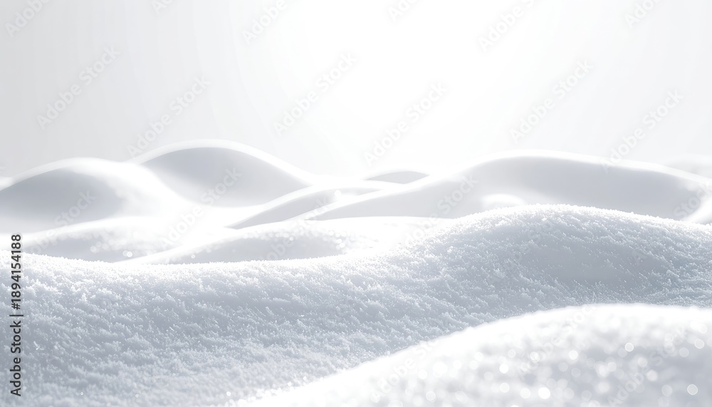 Fototapeta premium Abstract, brightly lit white snow drifts under a hazy sky.