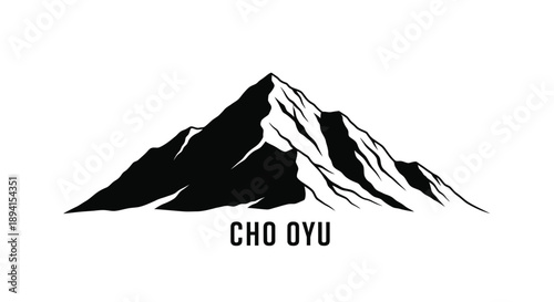 Mount cho oyu peak with text a striking black silhouette