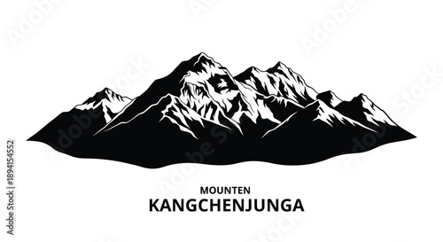 Kangchenjunga mountain range in a striking black silhouette