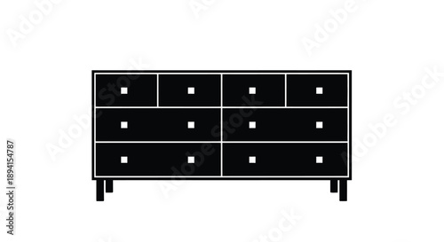 Black dresser with eight drawers a minimalist graphic silhouette