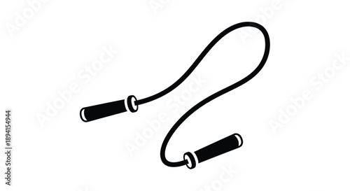 A black jumping rope shown in a simple outline silhouette