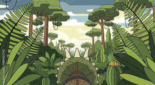 Dinosaur Jungle Landscape Illustration