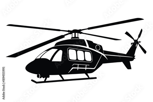 helicopter silhouette line art vector illustration with a white background