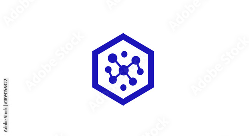Abstract blue hexagonal network connection logo design.