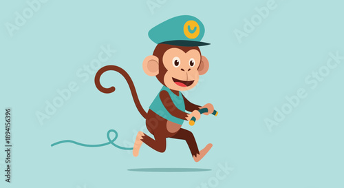 Funny Monkey Character Riding a Scooter, Illustration