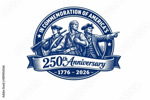 America 250th Anniversary Revolutionary Illustration