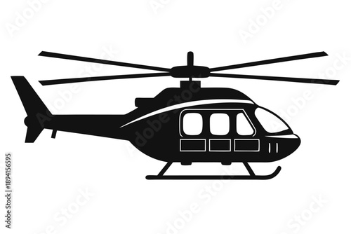 helicopter silhouette line art vector illustration with a white background
