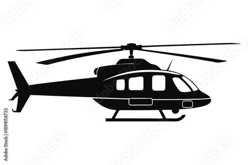 helicopter silhouette line art vector illustration with a white background