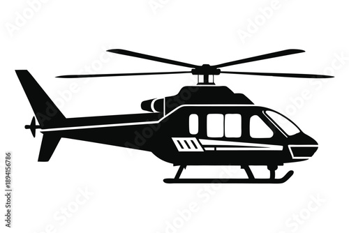 helicopter silhouette line art vector illustration with a white background