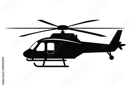 helicopter silhouette line art vector illustration with a white background