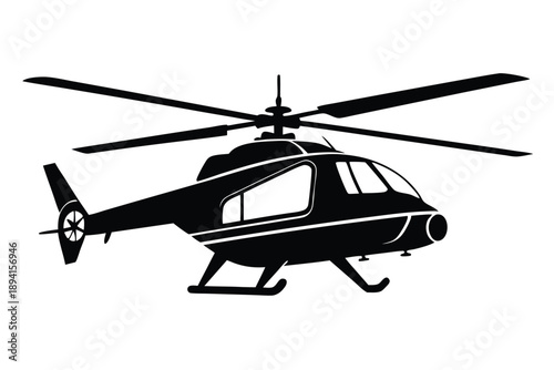 helicopter silhouette line art vector illustration with a white background