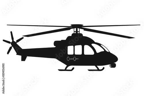 helicopter silhouette line art vector illustration with a white background
