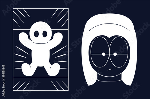 Security Checkpoint Icons Featuring Stick Figure And Hooded Person Vector Illustration