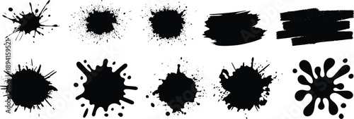 Paint Strokes using a thick brushPaint brush set of bursh Black Paint Strokes using a thick brushSet of vector paint brush stroke.Set of paint brush, ink brush, grungy brushes strokes. Brush stroke