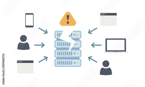 サーバークラッシュを示すシステム障害のコンセプトイメージ