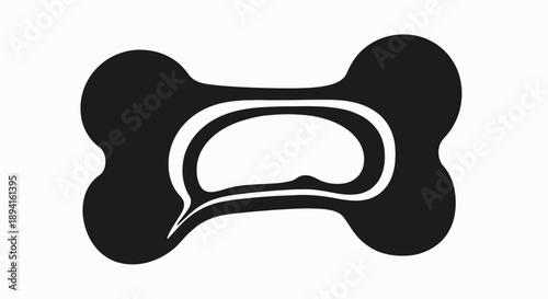 Black dog bone silhouette on white background.