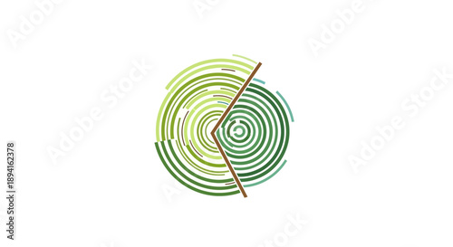Abstract circular pattern with a dividing line.