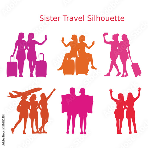 sister travel silhouette.