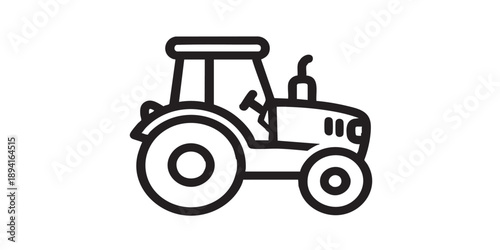 Tractor vector icon, minimal outline style, simple farm and agricultural machinery symbol, isolated on white background