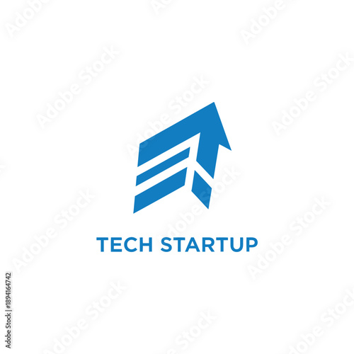 Modern Tech Startup Logo Illustration with Arrow Symbolizing Growth and Innovation
