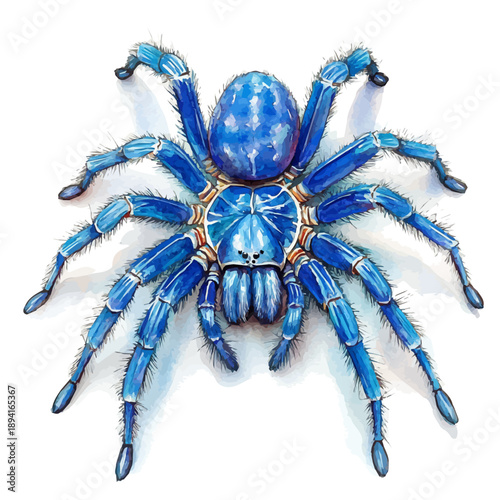 watercolor draw of Pet Tarantula, isolated on a white background.