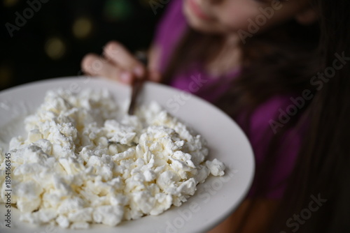 Cottage cheese. Cheese. Healthy food. Food for children. Breakfast. Cheese plate.