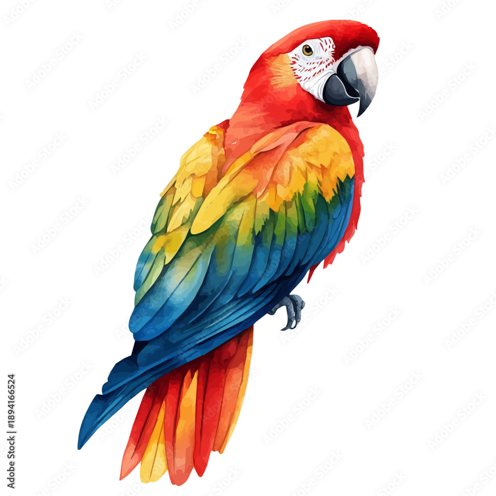 Obraz premium watercolor draw of Parrot, isolated on a white background.